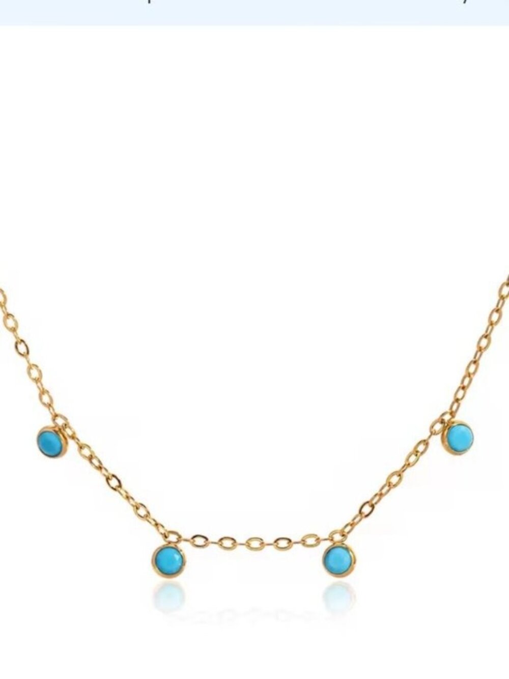 Turquoise Drops Necklace Gold Bezel Necklace WATERPROOF Gold Chain Station - Picture 2 of 9